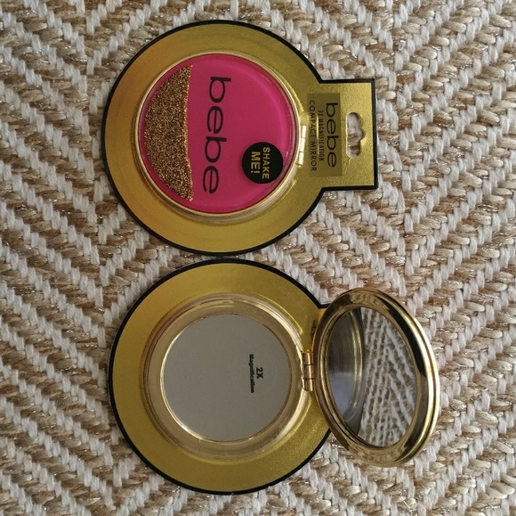bebe Other - NEW BEBE "SHAKE ME" PINK + GOLD GLITTER MIRROR